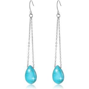 Long Teardrop Chain Turquoise Vintage Long Summer Earring for Women Jewelry